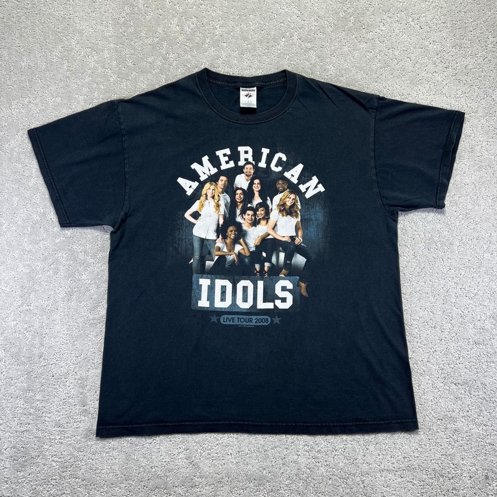 American Idol Tour 2008 T-Shirt Size XL Black Graphic Tee David Cook Archuleta